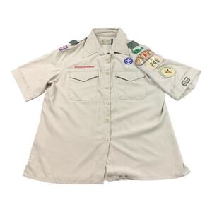 Boy Scouts of America Adult Uniform Shirt Medium Short Sleeve Patches
